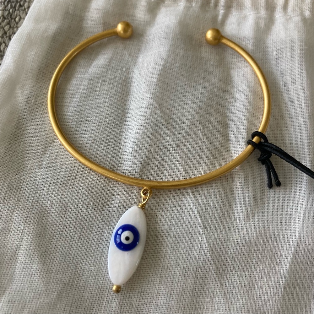 Gold Bracelet 22K Gold-dipped, Evil Eye charm